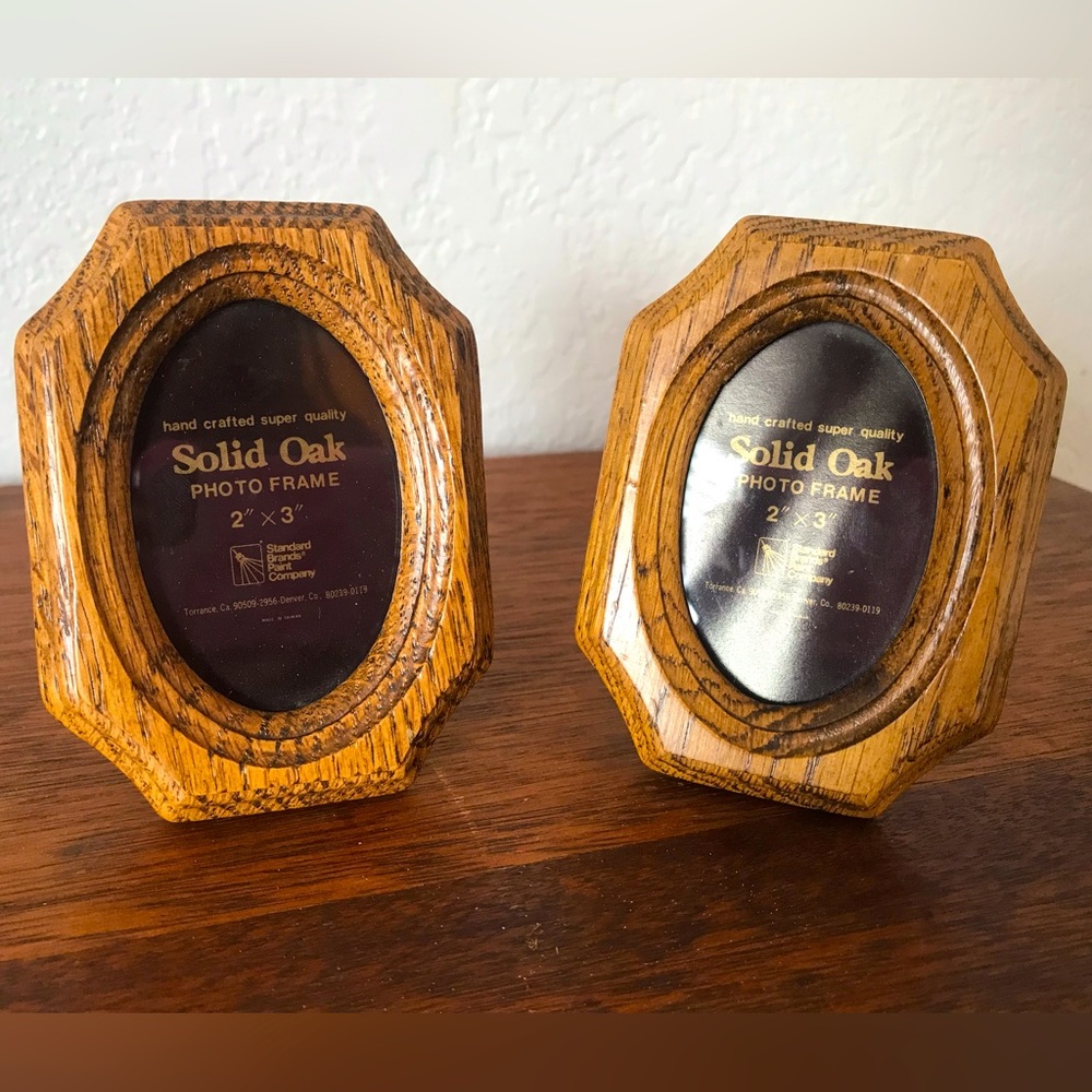 Two Solid Oak 2”x3” Photo Frames